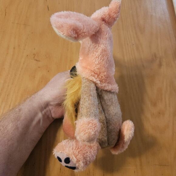 Dog Gnome Plush Shelf Sitter Bearded Pink Ears Brown Bone Paw Pads Stuffed Toy - Picture 8 of 8